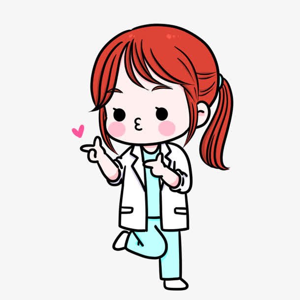 卡通可爱女孩医护人员装饰图案免抠