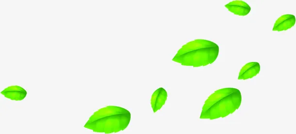 春天清新漂浮绿叶免抠