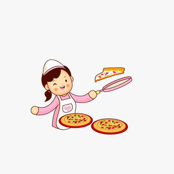 卡通厨师制作披萨免抠