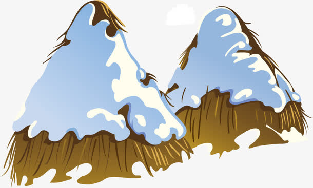 积雪的矢量草堆免抠