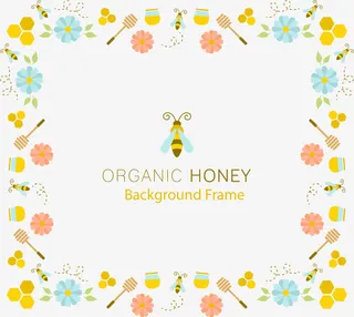 矢量手绘蜜蜂花朵装饰边框免抠