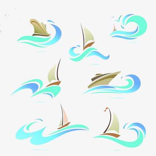 蓝色水珠水滴海浪免抠