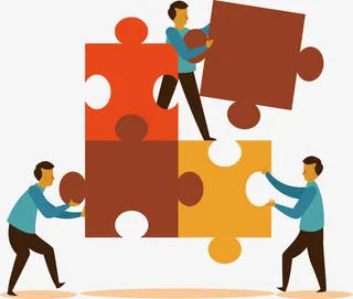 商务小人拼图免抠