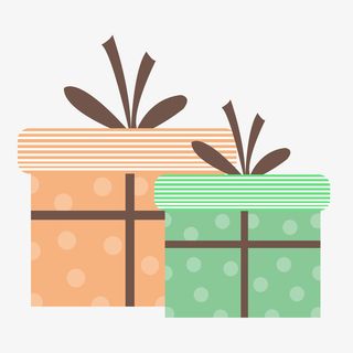 手绘卡通圆点圣诞节礼物盒子免抠