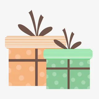 手绘卡通圆点圣诞节礼物盒子免抠