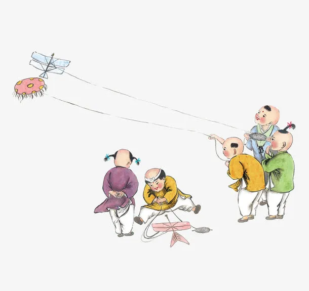 清明节古人放风筝素材免抠免抠