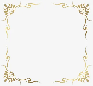 金色矩形法式花纹边框PNG图片免抠