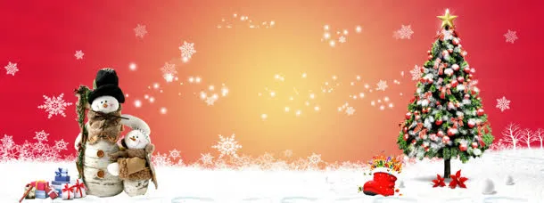 红色雪花圣诞节海报免抠