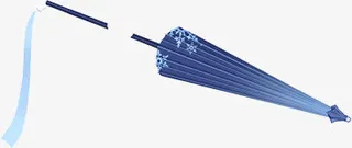 蓝色水墨花纹雨伞免抠