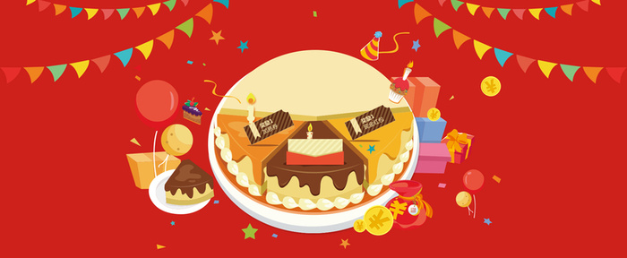红色生日快乐banner高清