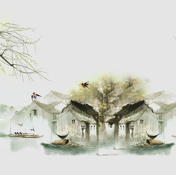 春天的江南水乡免抠