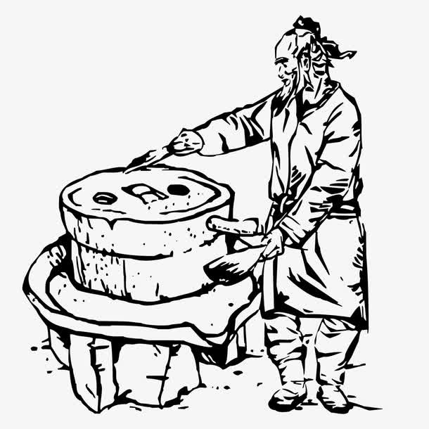 手绘磨豆腐线稿图免抠