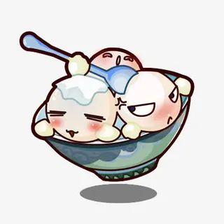 卡通版的碗里的三个汤圆免抠