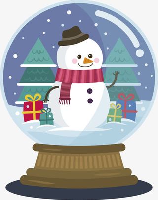 可爱雪人礼物堆水晶球免抠