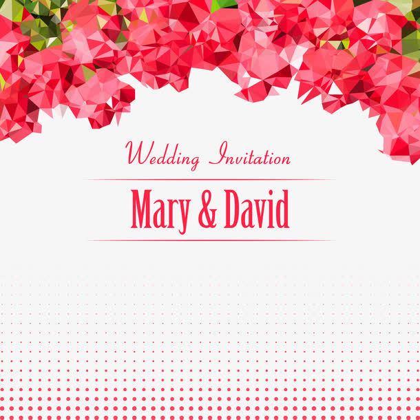 抽象多边形婚礼请柬免抠