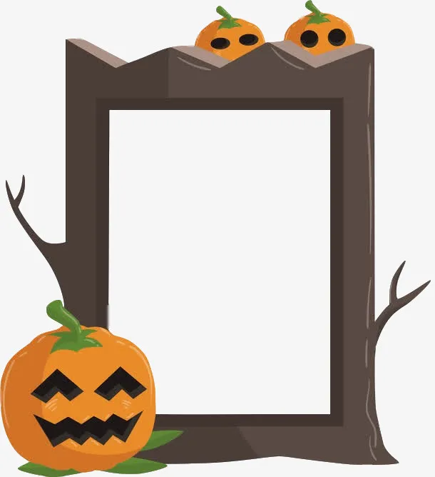 万圣节南瓜枯树枝边框元素免抠