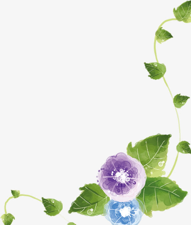 春天紫色手绘花朵植物免抠