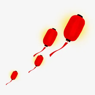 红色创意新年灯笼元素免抠