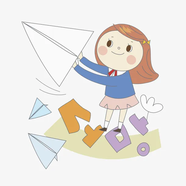 放飞机的女孩免抠