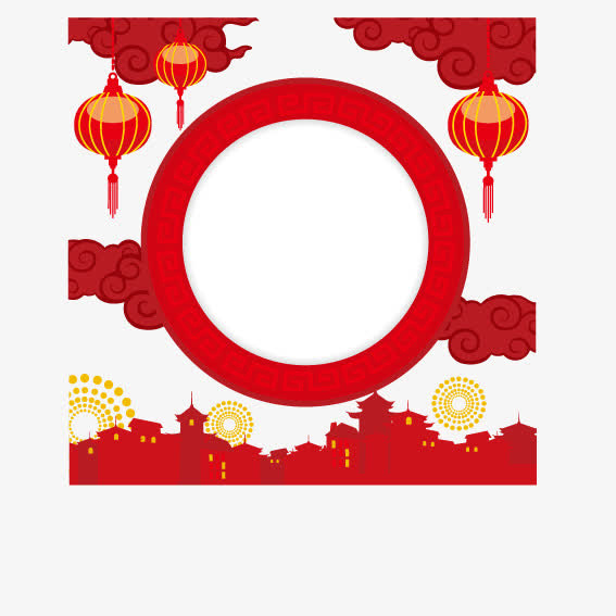 新年圆形卡片免抠