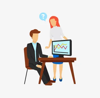 女人向男人提问题卡通图免抠