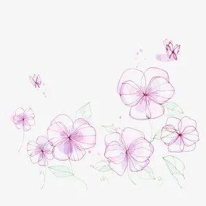 水彩绘粉色鲜花免抠
