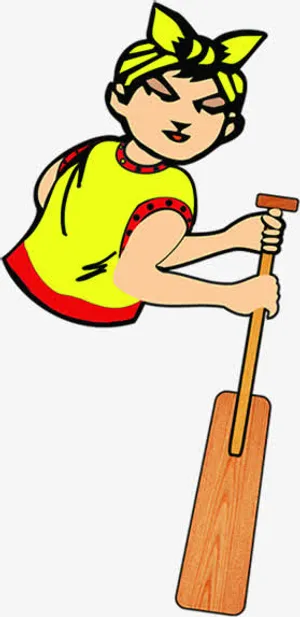 卡通划龙舟小人免抠