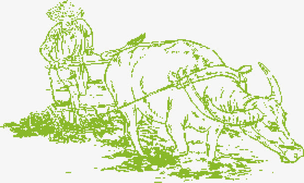 农民耕作图免抠