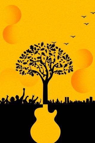 黄色矢量简约创意吉他培训背景素材高清