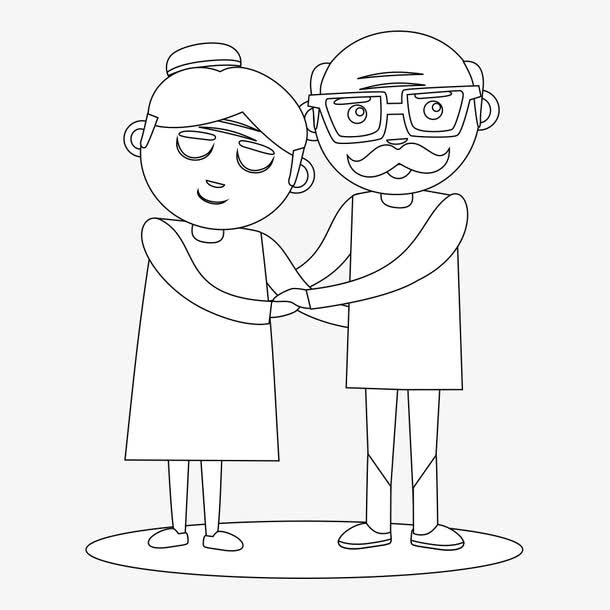 幸福夫妇简笔画免抠