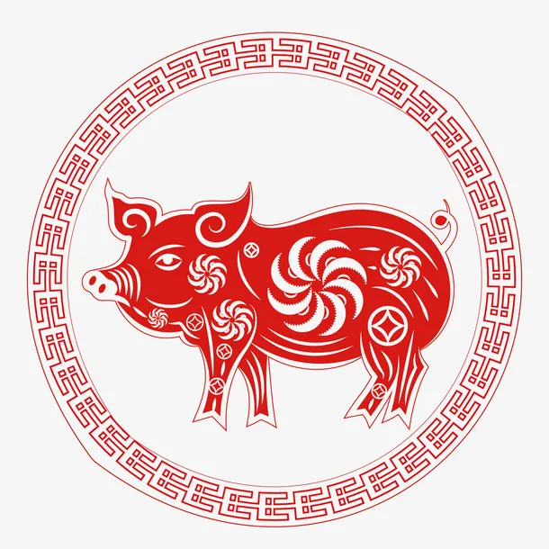 中国风猪年大吉矢量素材免抠