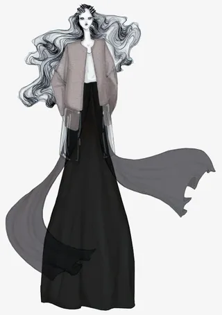 手绘时尚高端女装设计免抠