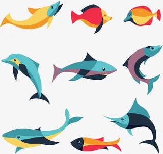 鱼儿剪影免抠
