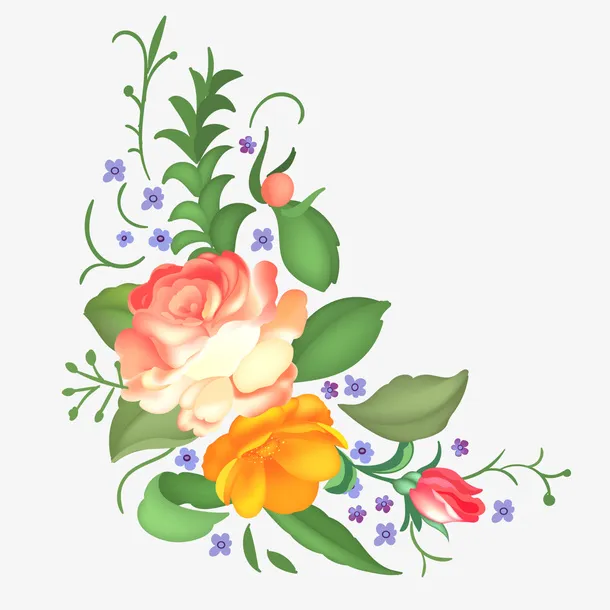 水彩花边免抠