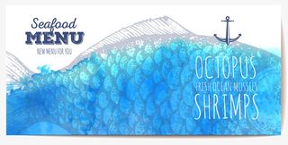 写实鱼纹横版名片矢量免抠