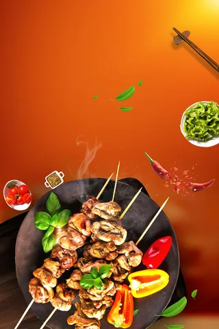 夏日烧烤美食海报高清