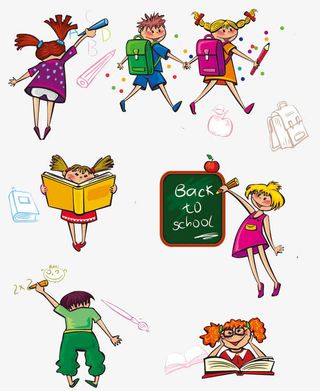 卡通手绘学生免抠