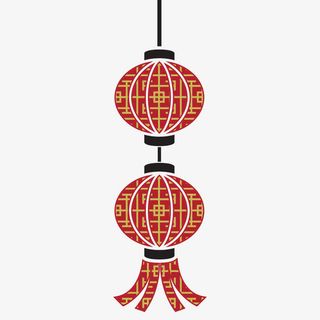 扁平化民族风灯笼免抠