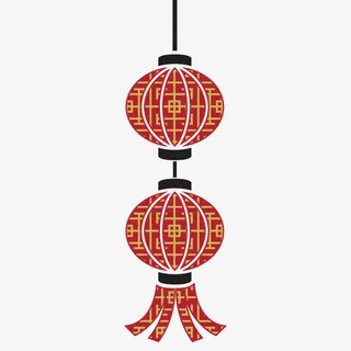 扁平化民族风灯笼免抠