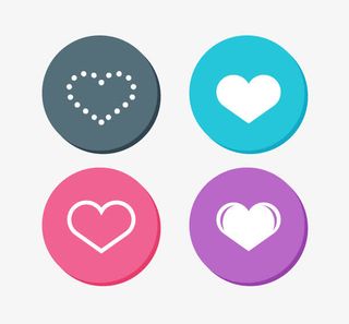 扁平风格彩色心形图案按钮免抠