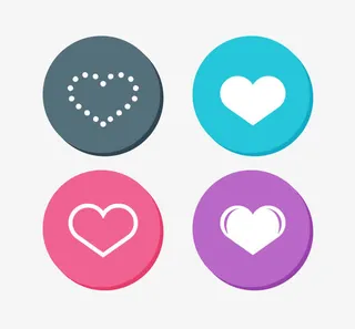 扁平风格彩色心形图案按钮免抠