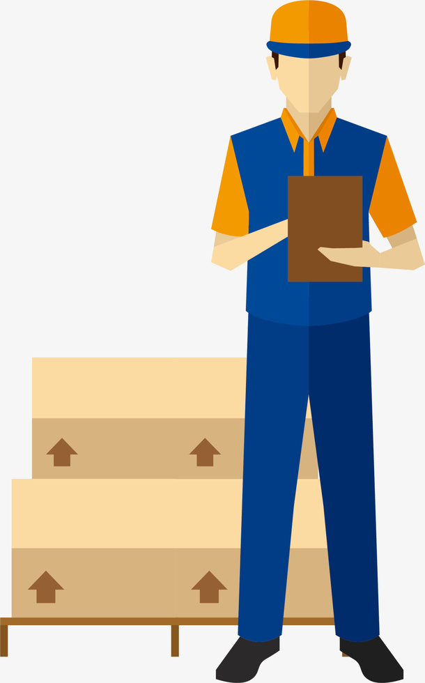卡通扁平仓库管理员免抠