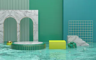 夏日清凉 狂欢 蓝色背景 C4D场景高清