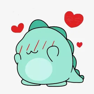 卡通漫画风小恐龙脸红表情免抠