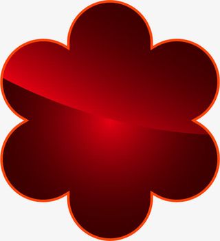 红色小花渐变标签免抠