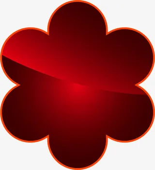 红色小花渐变标签免抠