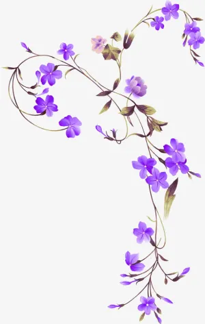 春天紫色手绘花朵装饰免抠
