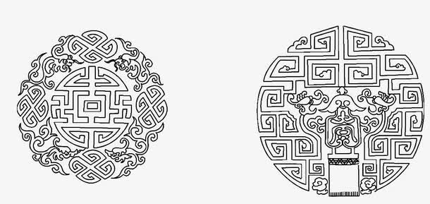 回字纹复古创意黑色免抠