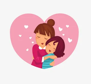 母亲节快乐卡通手绘母女免抠