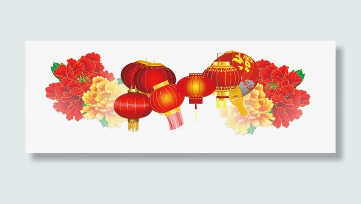 灯笼与花朵免抠